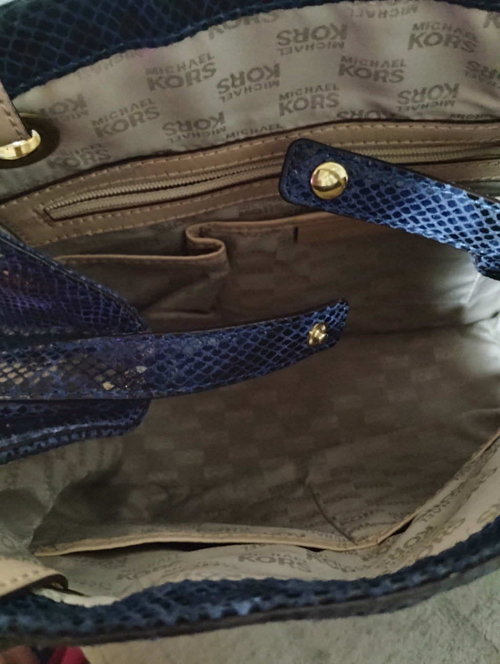 Michael Kors Snakeskin Blue Satchel Bag