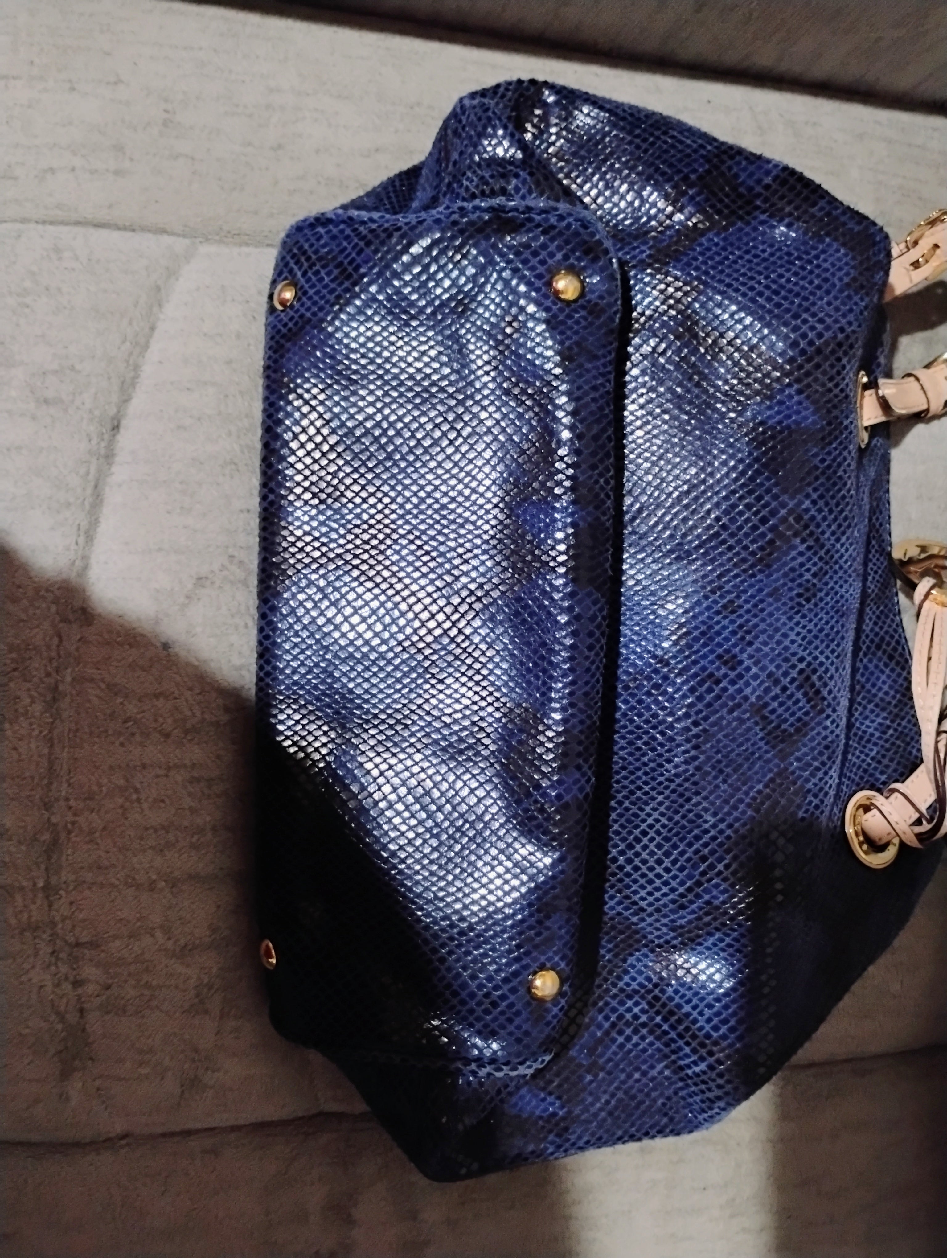Michael Kors Snakeskin Blue Satchel Bag
