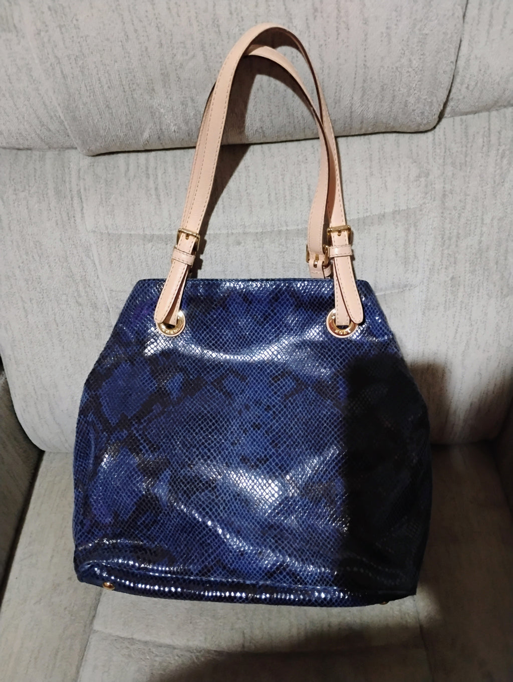 Michael Kors Snakeskin Blue Satchel Bag