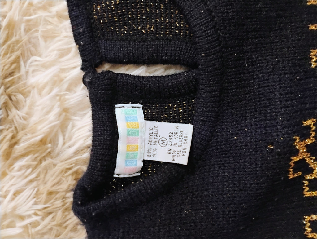 Vintage Townhouse Black & Gold Sweater Medium