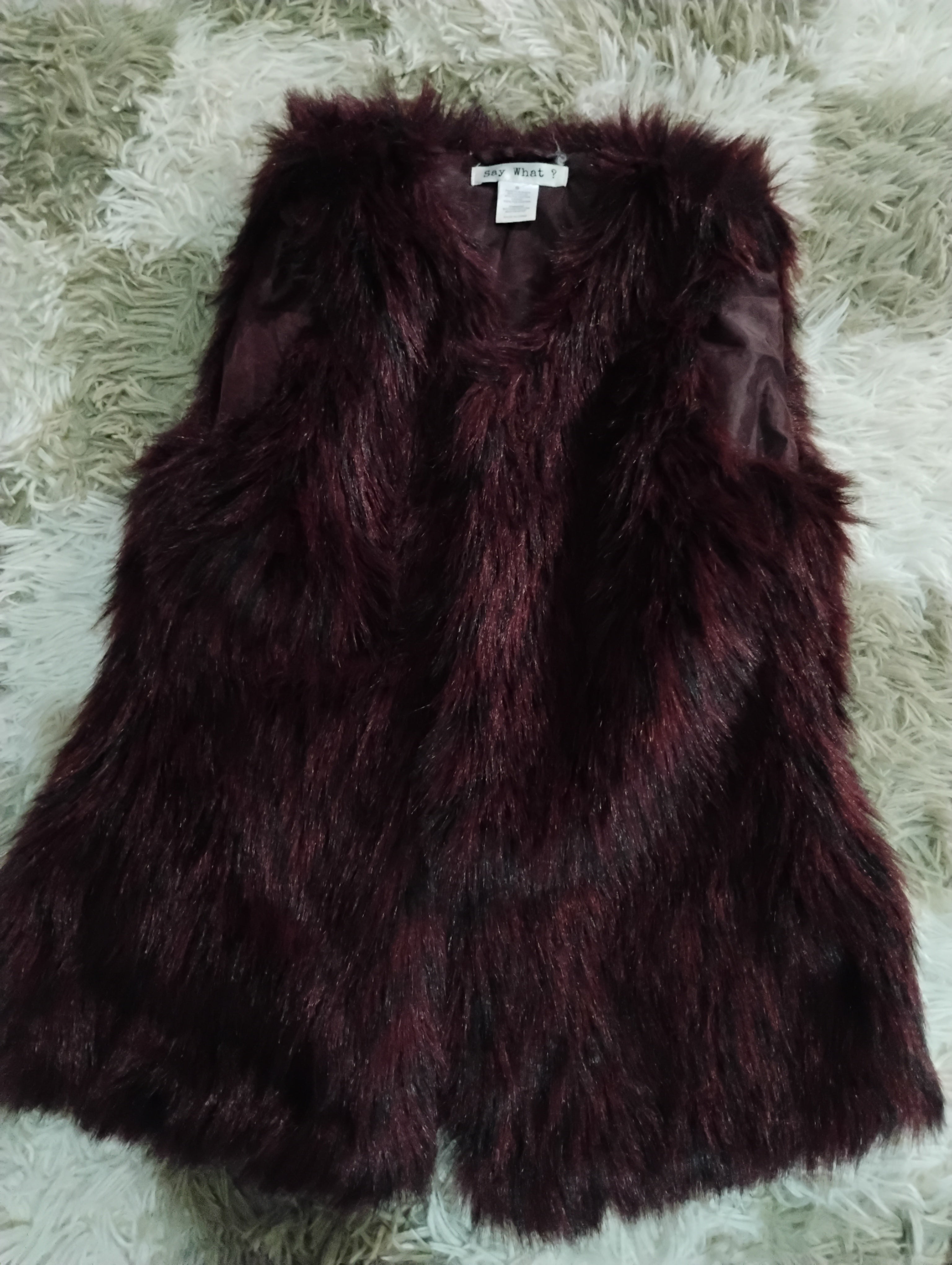 Say What Faux Fur Vest Small