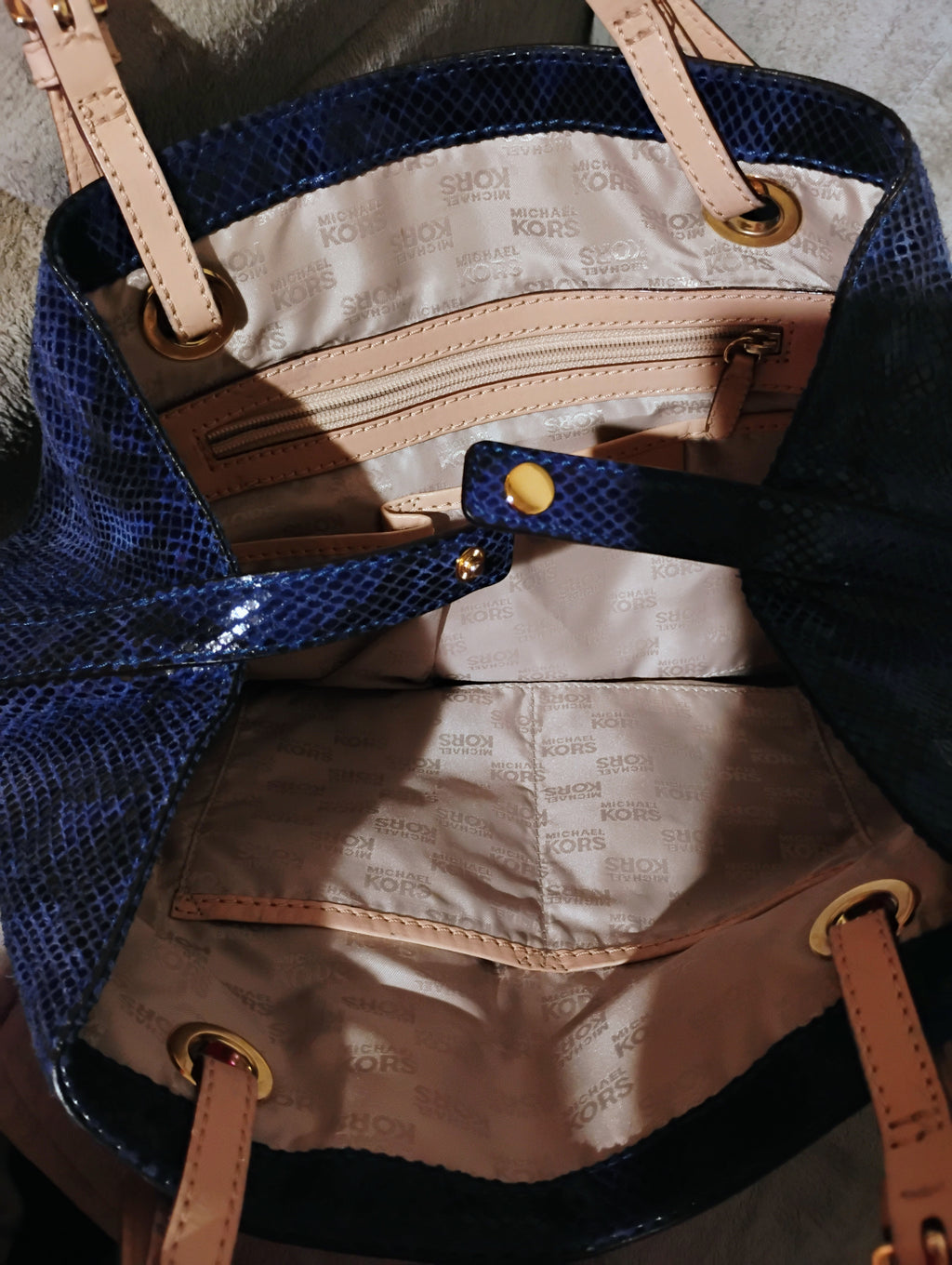 Michael Kors Snakeskin Blue Satchel Bag